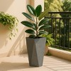 LeisureMod Aloe 3-Piece Tapered Square Stone Planter Set with Drainage Holes, Weather-Resistant for Indoor/Outdoor Use - 2 of 4