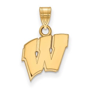 Black Bow Jewelry 14k Yellow Gold Wisconsin Badgers NCAA Small Pendant - 1 of 3