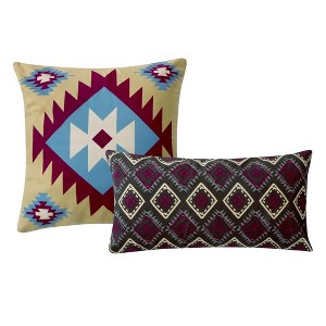 Southwest Geometric Pillow 18" x 18", 12" x 24" Earth Tones by Greenland Home Fashion - 1 of 4