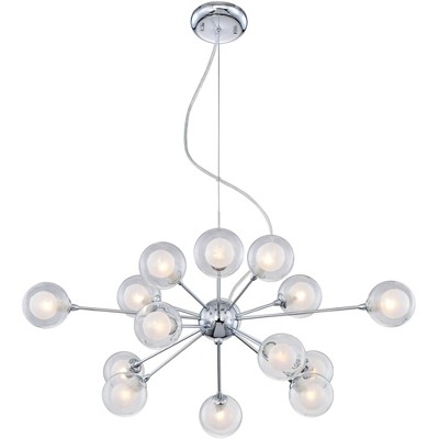 Celestial Chrome Sputnik 30" Chandelier with Frosted Glass Lights