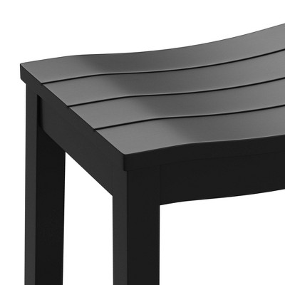 Black Wood Backless Saddle Counter Stool
