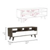 Modern TV Stand for TVs up to 51-Inch with Drawers and Open Shelves, Media Console with 4 Legs in Dark Brown and White - 3 of 4