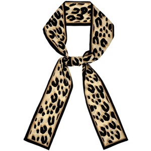 Allegra K Women's Leopard Ribbon Long Narrow Skinny Scarf Hairband Waistband Belt Bag Handle Accessory - 1 of 4