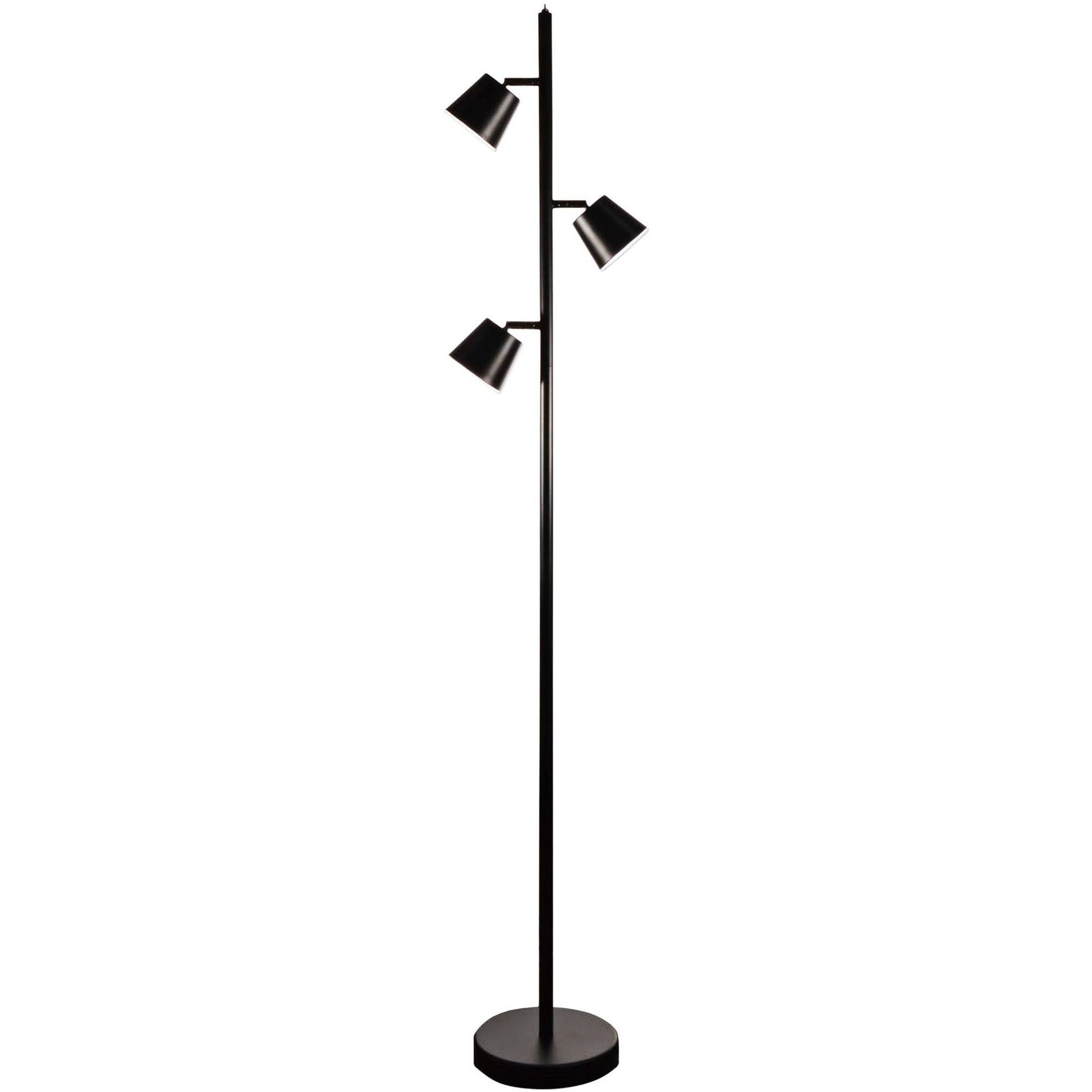 Dainolite Andrews 61 1/2" Modern Matte Black Metal 3-Light LED Tree Floor Lamp