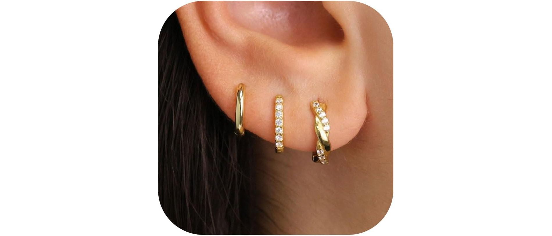 925 Sterling Silver Hoop Earrings for Women Hypoallergenic Small Huggie Hoop Earrings for Multiple Piercing