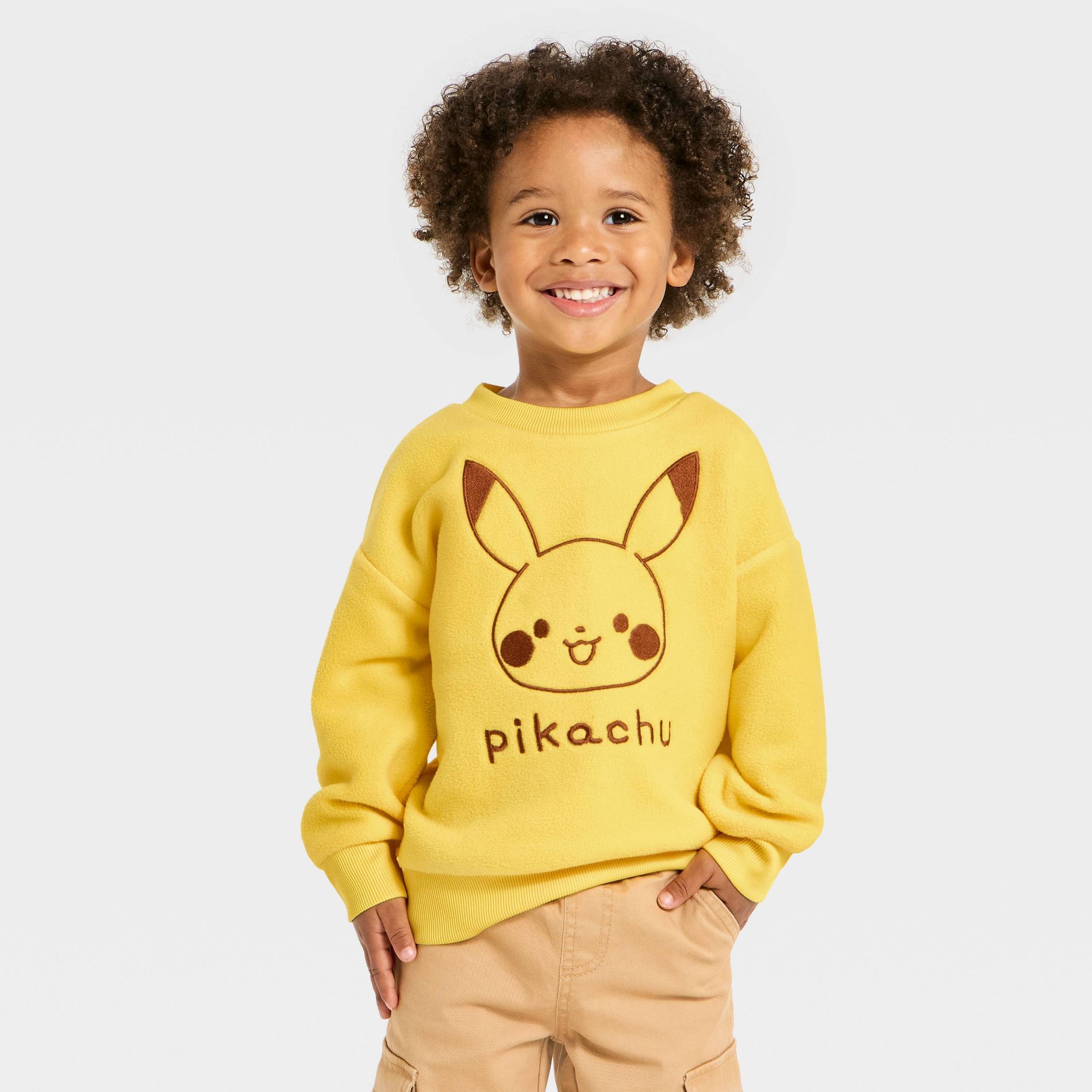 Toddler Boys' Pokemon Monpoke Collection Pikachu Fleece Sweatshirt - Yellow