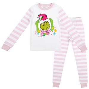 The Grinch Youth Girl Long Sleeve Holiday Pajama Set - 1 of 2