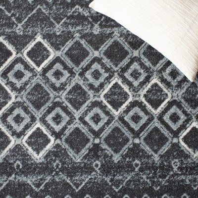 Amsterdam Dark Grey and Light Grey Geometric Runner Rug