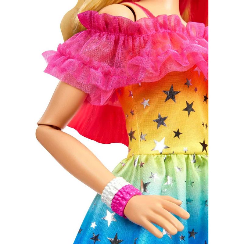 Barbie 28&#34; Large Doll with Blond Hair and Rainbow Dress, 6 of 8