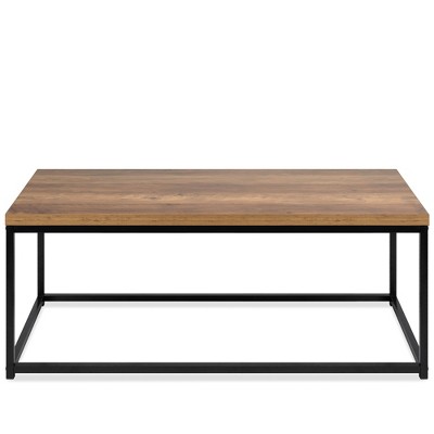 Best Choice Products 44in Modern Industrial Style Rectangular Wood Grain Top Coffee Table w/ Metal Frame, 1.25in Top