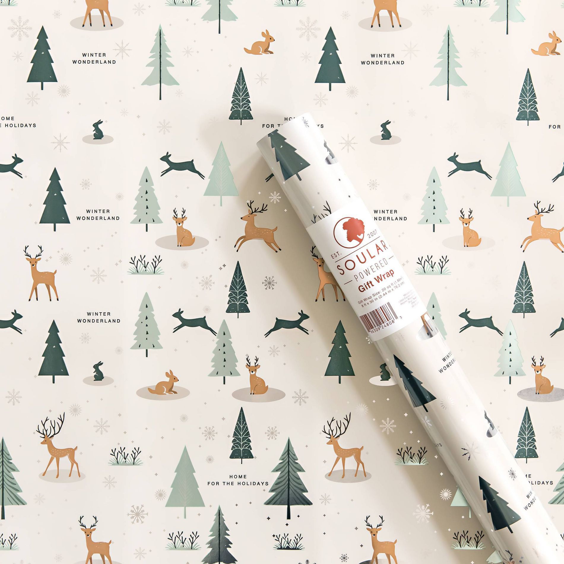 Soular Powered Single Roll Gift Wrap Forest