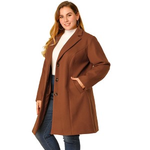 Agnes Orinda Women's Plus Size Winter Notched Lapel Single Breasted with Pockets Pea Coats - 1 of 4
