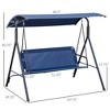 CAVINAS 3-Seat Patio Porch Swing,Hammock Swing Bench with Adjustable Canopy&Armrest,Outdoor Swing for Garden&Backyard,528LBS Capacity,Blue - 4 of 4