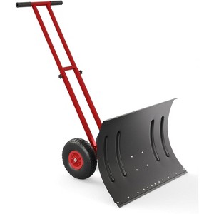 COZONY 30" Wheeled Snow Shovel, Heavy-Duty Carbon Steel Snow Pusher with 5-Position Adjustable Handle, Multi-Angle Blade & 10" Wheels for Driveway - 1 of 4