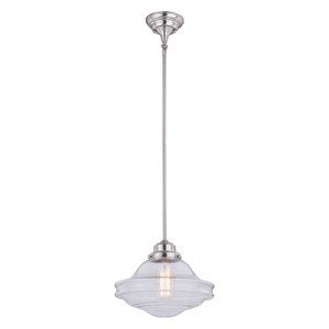 VAXCEL Huntley 1 Light Farmhouse Schoolhouse Pendant Clear Glass - 1 of 4