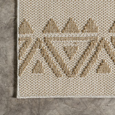 Handmade Tufted Geometric Wool Area Rug, 5' x 8', Beige