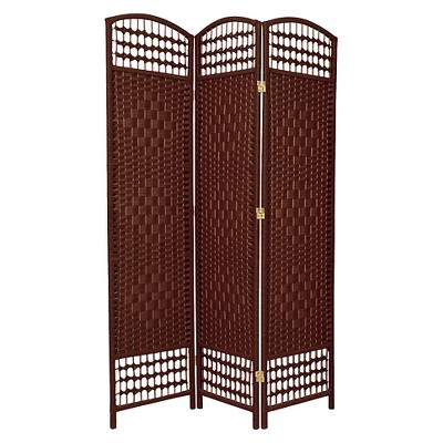 5 1/2 ft. Tall Fiber Weave Room Divider - Dark Red (3 Panels)