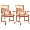 vidaXL Patio Dining Chairs, Set of 2, Solid Acacia Wood, Slatted Design, Weather-Resistant, Comfortable Seating, Outdoor Dining Furniture - 2 of 4