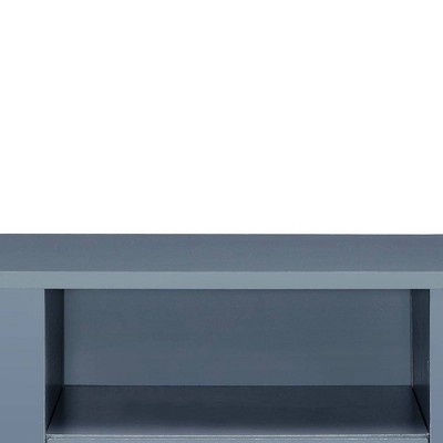 Gray 2-Drawer Wooden Nightstand with Open Shelf