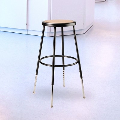 Adjustable Black Steel Stool with Round Seat, 32.5"