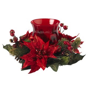 Nearly Natural Poinsettia & Berry Candelabrum - 1 of 1