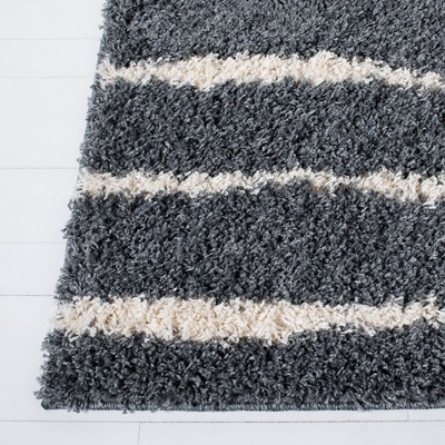 Venus Boho-Chic Dark Grey Plush Shag Square Rug - 5'3"