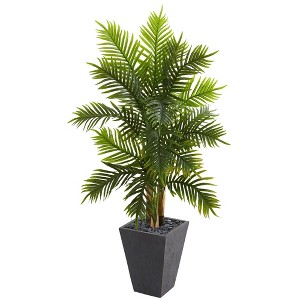 Nearly Natural 5’ Areca Palm Artificial Tree in Slate Finished Planter (Real Touch) - 1 of 1