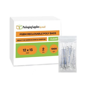 PSBM 1000 12x15 Clear Plastic Zipper Poly Locking Reclosable Bags 2 Mil - 1 of 4