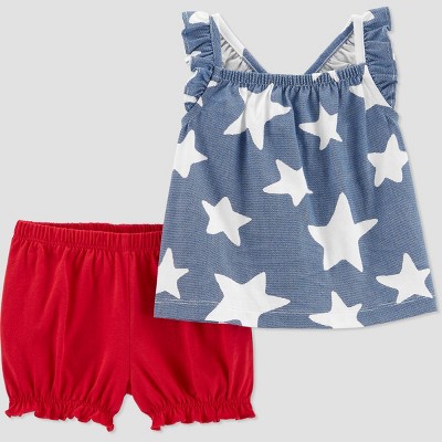 Baby Girls' Star Printed 2pc Top and Bottom Set - Just One You® made by carter's Red/Gray 3M