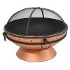 Sunnydaze Outdoor Camping or Backyard Large Round Fire Pit Bowl with Handles and Spark Screen - 30" - Copper Finish - 2 of 4