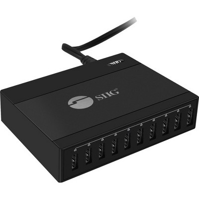 SIIG 60W 10-Port USB Charger - 120 V AC, 230 V AC Input - 5 V DC/12 A Output