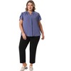 Agnes Orinda Women's Plus Size V Neck Petal Sleeve Button Down Business Work Dressy Chiffon Shirts - 3 of 4