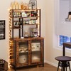 Bakers Rack, 5 Tier Microwave Stand with Cabinet - 63.78'' Tall Coffee Bar Station with Hooks (Kitchen/Home Bar, Brown) - 4 of 4