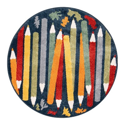 Orian Playroom Crayons Navy Rug
