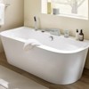 Cobbe Brushed Nickel Waterfall Bath Faucet Set with 7.09-inch Wide Tub Spout and Hand Shower Single Lever Control 4-Hole Installation - 3 of 4