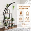 5-Tier Large Half Moon Plant Stand Ladder, Multi-Purpose Curved Flower Pot Display Shelf with Hanging Hooks for Indoor & Outdoor Use, Brown - 4 of 4