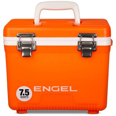 Engel 7.5 Quart Camping, Fishing, and Tailgating Leakproof, Airtight Drybox, Lunchbox, Ice Chest, and Cooler, Orange