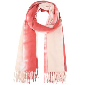 INSPIRE CHIC Women's Contrast Color Imitation Cashmere Ombre Fringe Soft Winter Warm Scarves 1Pc - 1 of 4