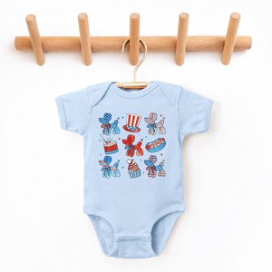 The Juniper Shop Patriotic Balloon Animal Chart Baby Short Sleeve Bodysuit - 12M - Light Blue - 1 of 4