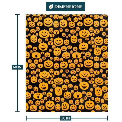 Halloween Pumpkin Black and Orange Fleece Throw Blanket