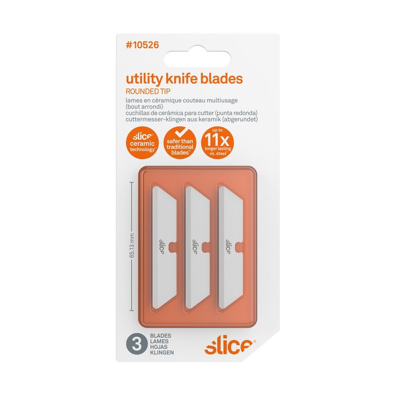 Slice 10526 Replacement Utility Knife Blades - Rounded Tip - Finger-Friendly, Micro Safety Blade | Never Rusts - Pack of 3, 4 of 6