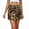 Knit & Lounge Women’s Leopard Print Denim Mini Skirt Raw Hem Front and Back Pockets Button Fly - 3 of 4