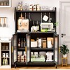 56" Kitchen Pantry Storage Cabinet, 4 Tier Rolling Bakers Rack, Metal Mobile Microwave Stand With Doors & Wheels for Kitchen Dining Room - 2 of 4