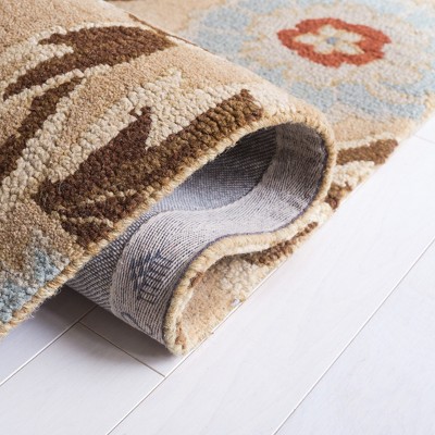 Blossom Beige and Multicolor Hand-knotted Wool Area Rug, 6' x 6'