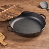 MaseiKar 11"Cast Iron Wok with Dual Handles and Wooden Lid, Uncoated Frying Pan for Gas and IH, Chinese Thickened Pancake Pan - 3 of 4