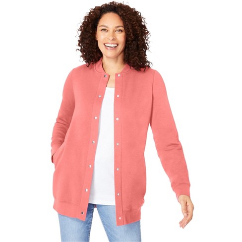 Woman Within Women's Plus Size Fleece Baseball Jacket - image 1 of 4