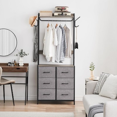Jojoka Gray Storage Organizer With Metal Frame and Wooden Top