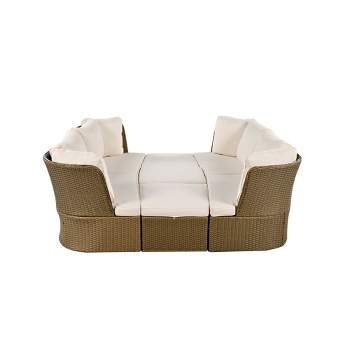 5 PCS Outdoor Patio Rattan Conversation Set with Coffee Table 4M -ModernLuxe