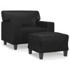 vidaXL Sofa Chair with Footstool Black 23.6 in. Faux Leather - 2 of 4