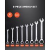 VEVOR Combination Wrench Set, 8-Piece Ratcheting Wrench Set with Organizer Rack, Cr-V Steel Wrench Set Metric 8 mm to 19 mm, Silver&Yellow - 3 of 4